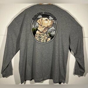 Burlebo Outdoors Camo Hunting Dog Men’s Long Sleeve Pocket Tee Gray Sz 2XL Shirt